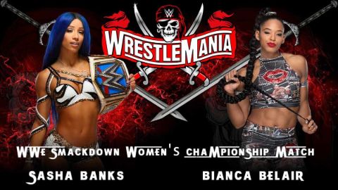 Wallpaper of Bianca Belair vs Sasha Banks at the Wrestlemania 37.